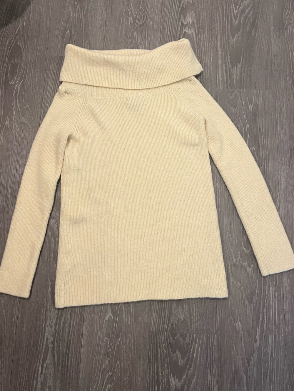 Cream Off-the-Shoulder Ribbed Sweater - Picture 4 of 5
